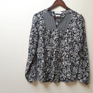 vintage yellow blouse?  floral leaf embroidery